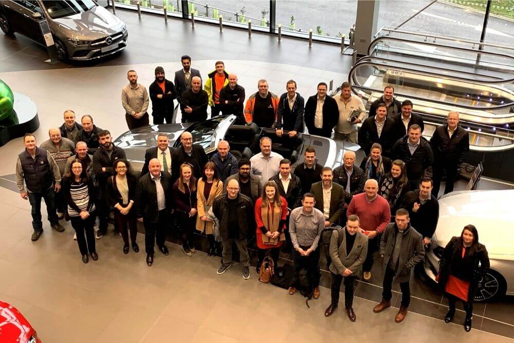 Maple hold team-building day at Europe’s largest Mercedes showroom
