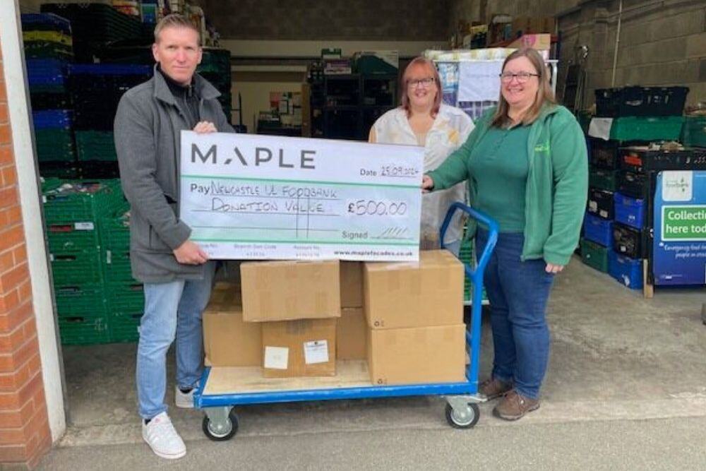 Maple makes £500 food donation to foodbank in Newcastle-under-Lyme